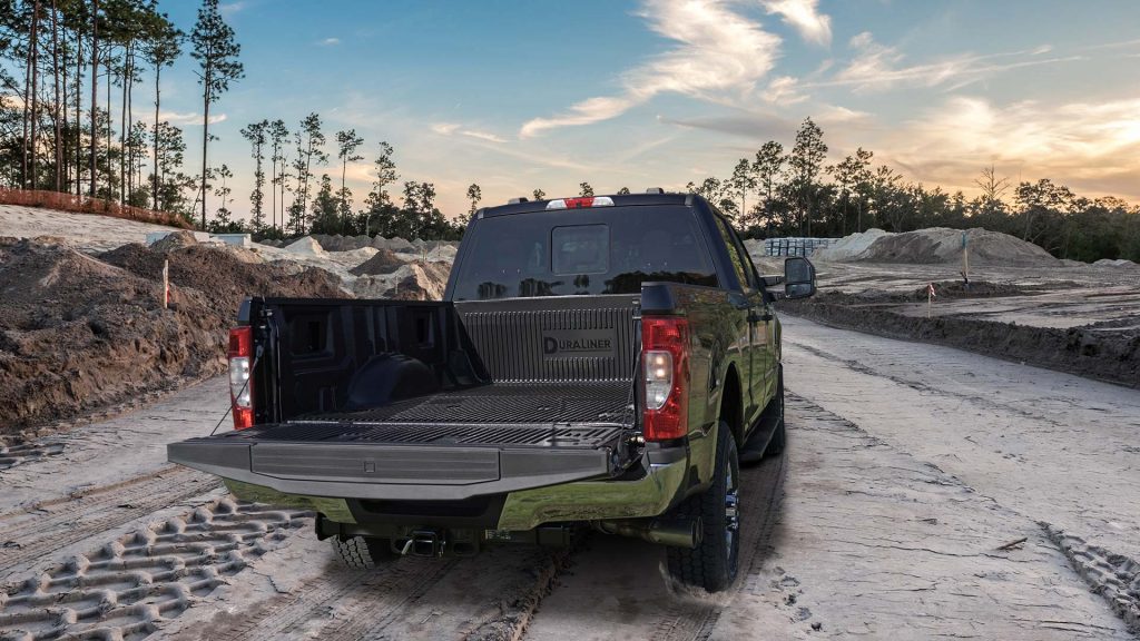 truck driving at a job site